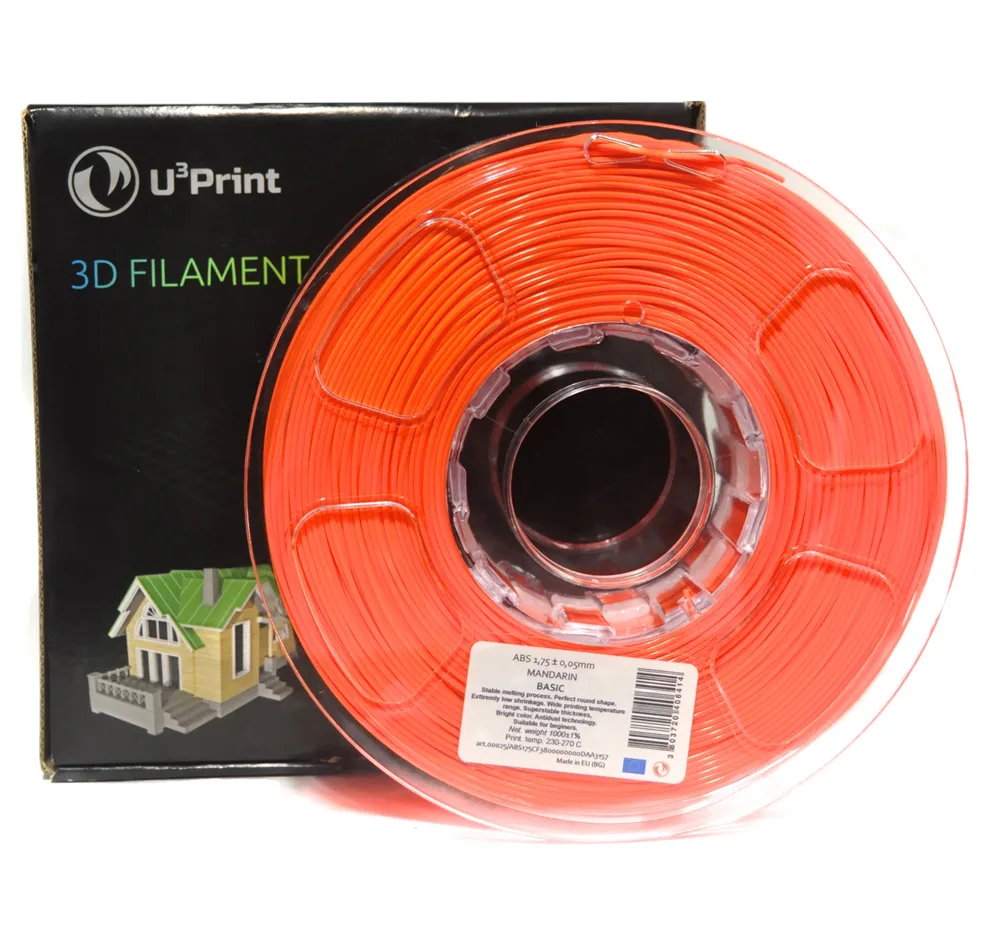 PLA basic пластик U3Print mandarine fluory (оранж.флуо)