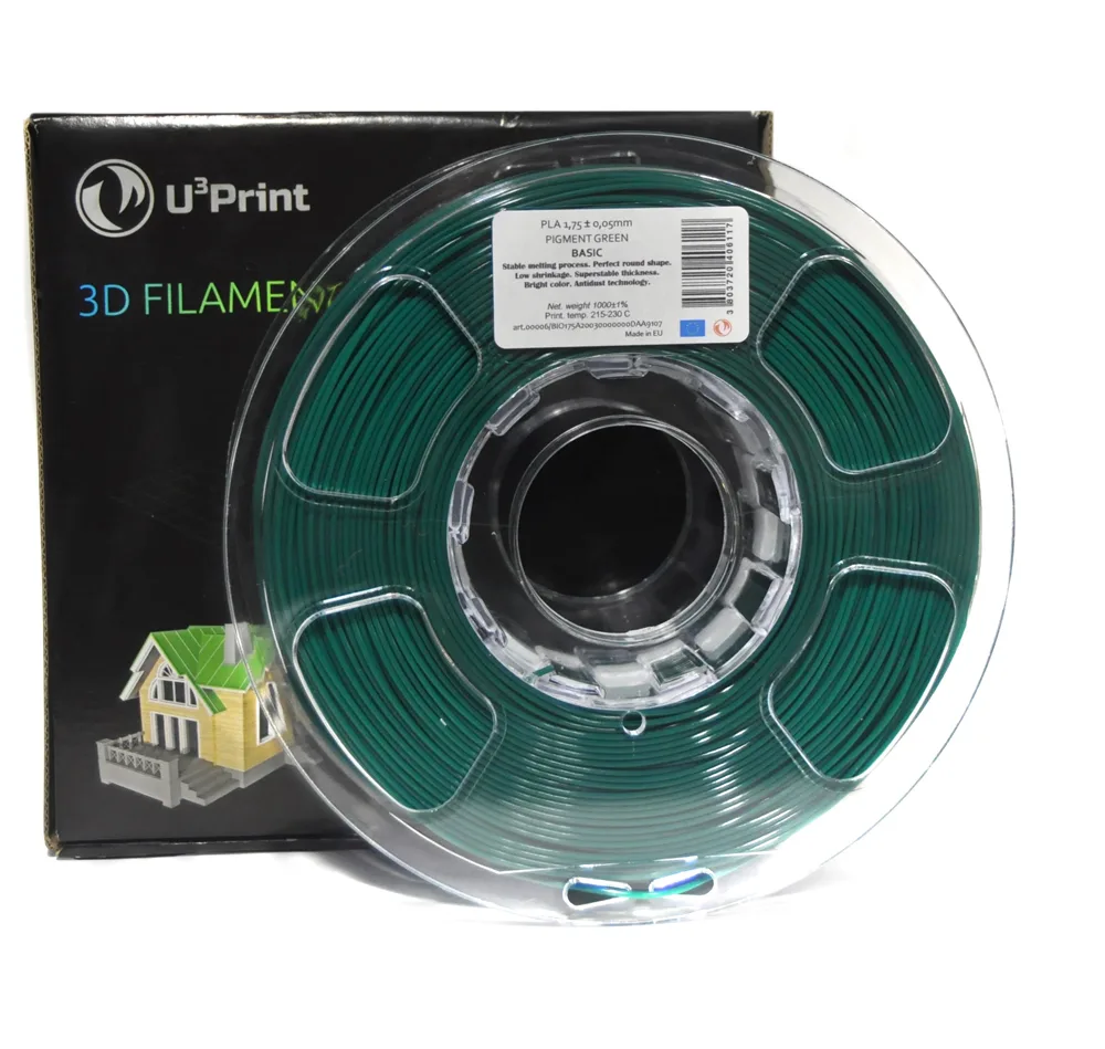 PLA Ext. STR пластик U3Print pigment green (т.зеленый)